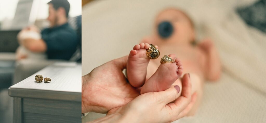 Tomball Newborn with Aggie Rings