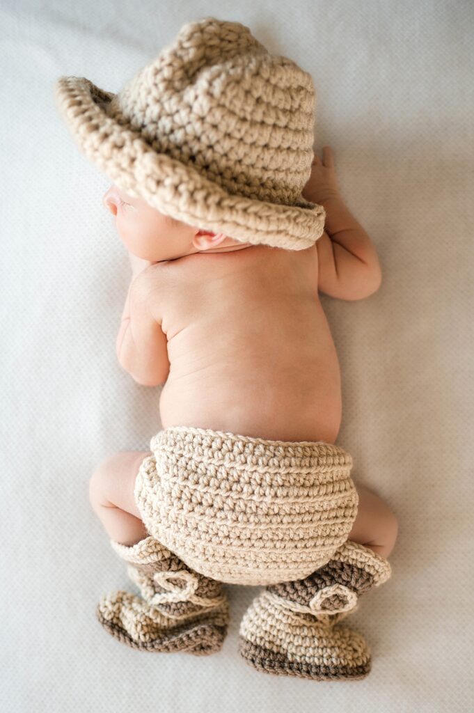 Crocheted newborn prop photo in Cypress TX