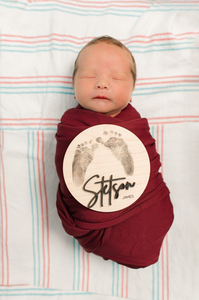 Personalized items to bring to newborn session in Cypress TX 