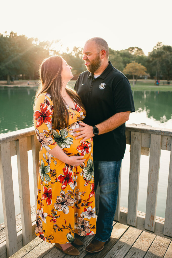 Maternity photography in houston tx is shown in an image taken at Mary Jo Peckham Park 